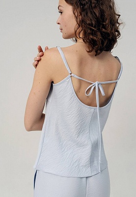 Cyan boho linen top 252-08-043-1, фото 2
