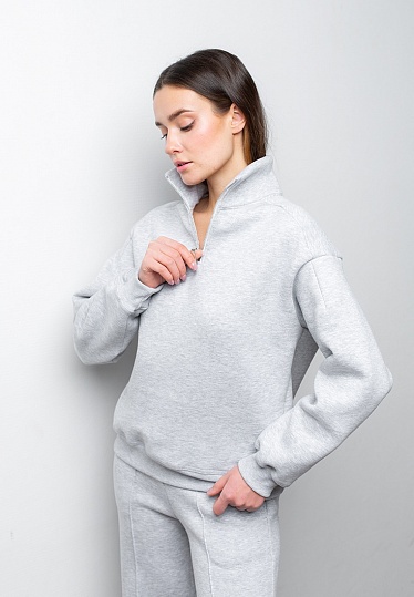 Week women's grey melange insulated zipped sweatshirt 241-08-011, фото 1 