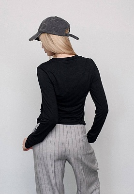 Black thin-jersey longsleeve-top 253-08-007-4, фото 2