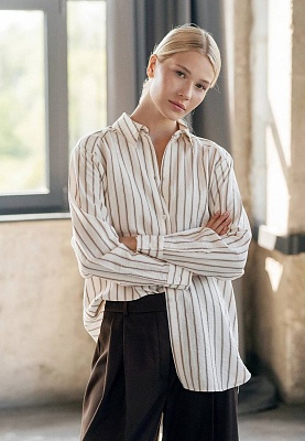 Light-beige striped shirt 253-08-002-1, фото 1 