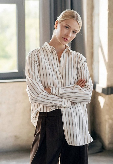 Light-beige striped shirt 253-08-002-1, фото 1 