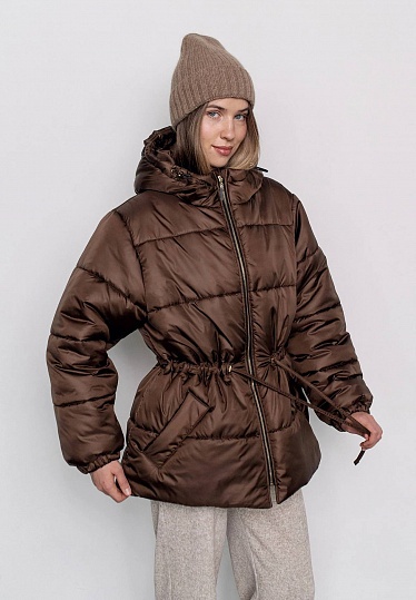 Hooded winter jacket in chocolate color 254-02-006-1, фото 1 