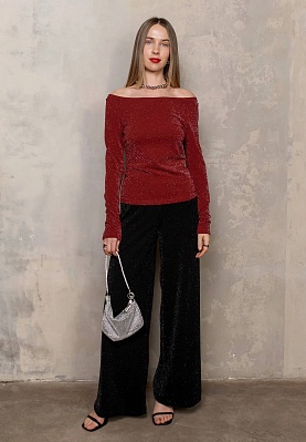 Red lurex knitwear longsleeve 254F-08-015-1, фото 2 