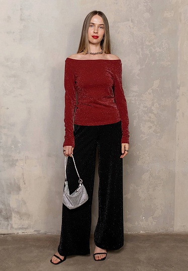 Red lurex knitwear longsleeve 254F-08-015-1, фото 2 