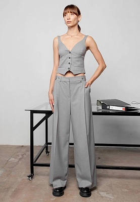 Grey fabric-suit palazzo pants 243-05-008, фото 1 