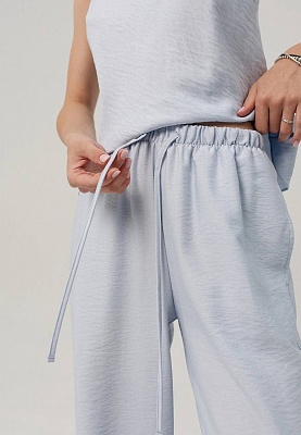 Cyan boho linen pants 252-05-001-7, фото 2