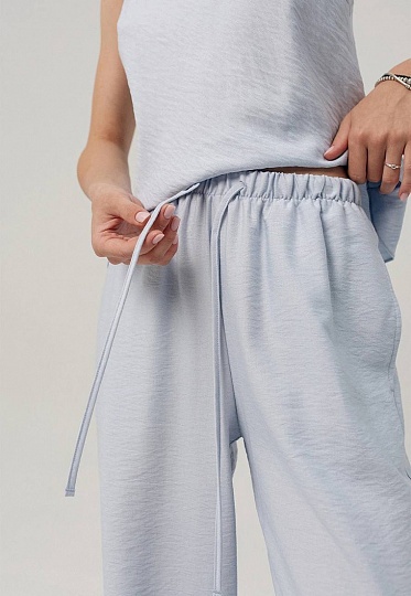 Cyan boho linen pants 252-05-001-7, фото 2 
