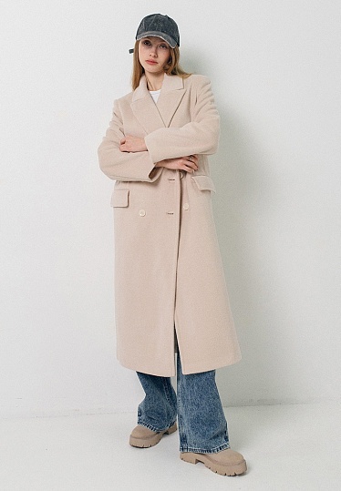 Double-breasted coat in powder color 251-01-001, фото 2 