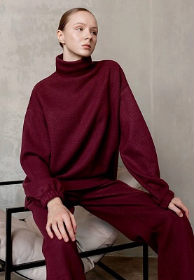 Wine-colored insulated sweatshirt 244-08-005-3, фото 1 