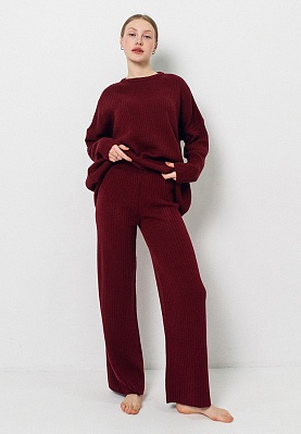 Wine-colored ribbed pants 251-22-004-1, фото 1