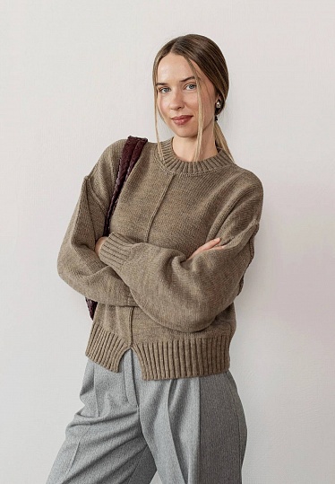 Cutout sweater in beige color 254-22-717-1, фото 1 