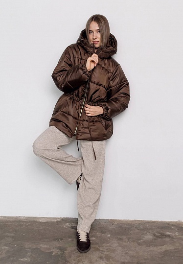 Hooded winter jacket in chocolate color 254-02-006-1, фото 2 