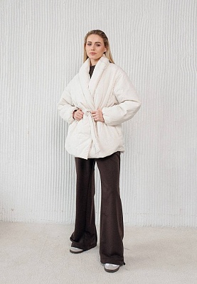 Belted jacket in milky color 251-02-005-1, фото 2 