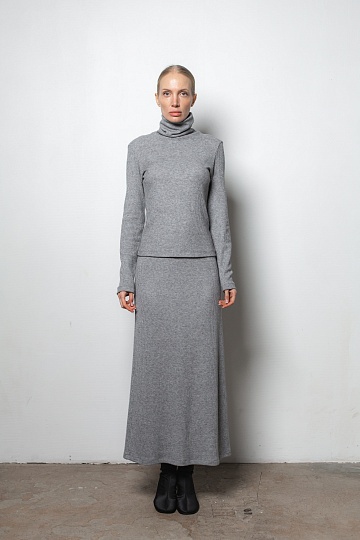 Week women's grey ribbed knit maxi skirt 233-04-015, фото 1 