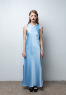 Week women's cyan silk maxi dress 241-06-019-1, фото 2