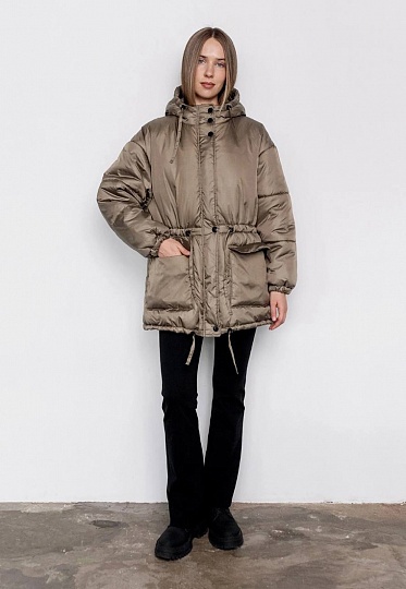 Beige hooded winter jacket 254-02-011-1, фото 1 