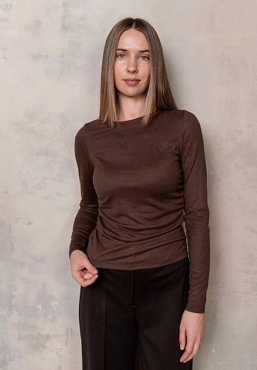 Thin jersey long-sleeve in chocolate color 254-08-021, фото 2 