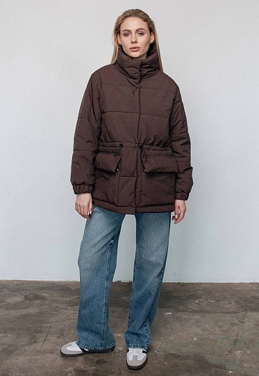 Patch-pocketed jacket in chocolate color 251-02-007, фото 1 