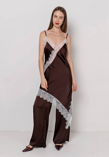 White-lace mini dress in chocolate color 254F-06-012-1, фото 2 