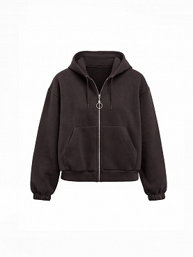 Fleece knit hoodie in chocolate color 254-08-011, фото 1 