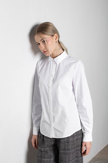 Week women's white cotton basic blouse 241-08-020, фото 2 