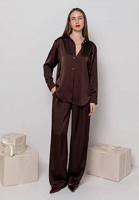 Satin pants in chocolate color 254F-05-017, фото 2 