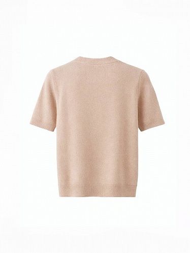 Beige ribb knitted T-shirt 254-08-023-2, фото 2 