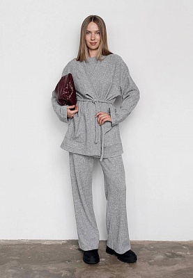 Gray warm knit cardigan 254-08-004-1, фото 2 