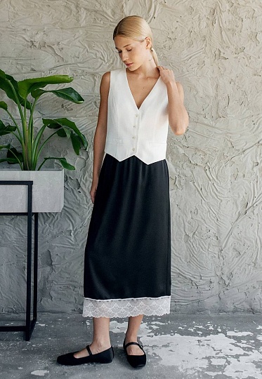 Silk white-lace midi-skirt 253F-04-004, фото 1 