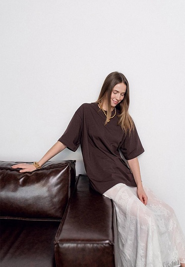 Bulk T-shirt in chocolate color 252-08-018-4, фото 1 