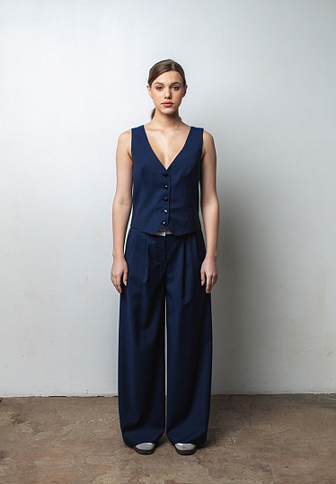 Week women's blue pants with a decorative belt 241-05-022-3, фото 2 