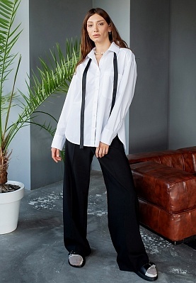 Week women's white cotton basic shirt 243-08-001, фото 2 