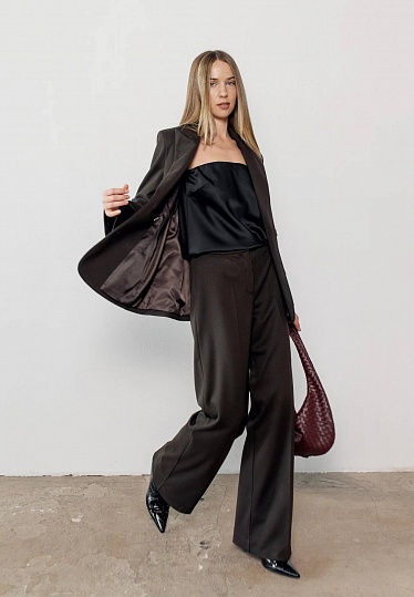 Palazzo pants in chocolate color 254-05-005-1, фото 1 