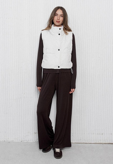 Cropped waistcoat in milky color 253-03-007, фото 2 