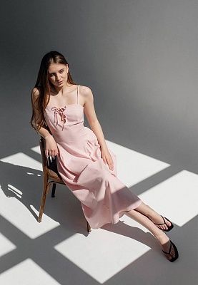 Pink linen sun-dress 252-06-014, фото 1 