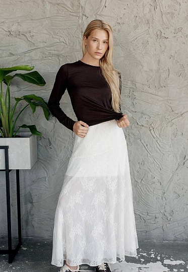 Guipure skirt in milky color 253F-04-002-1, фото 1 