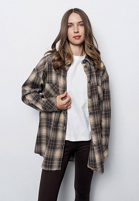 Brown plaid shirt 253-08-009, фото 2 