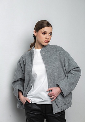Week women's grey wool bomber-jacket 241-02-004, фото 1