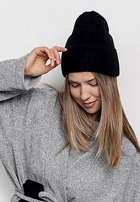 Black knitted hat 254-24-218, фото 1 
