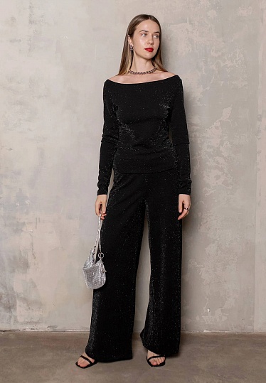 Black lurex knitwear pants 254F-05-016, фото 2 