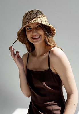 Dark-beige knit hat 252-24-505, фото 2 