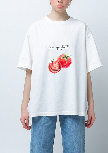 White T-shirt with print 251-08-033-6, фото 1 