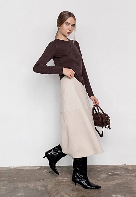 Warm-fabric A-line midi skirt 254-04-002, фото 2 