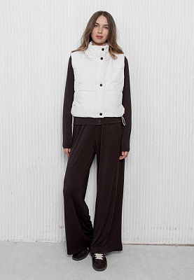 Cropped waistcoat in milky color 253-03-007, фото 2 