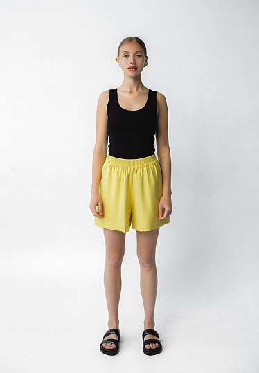 Week women's yellow boho linen elasted shorts 242-05-007-2, фото 2 