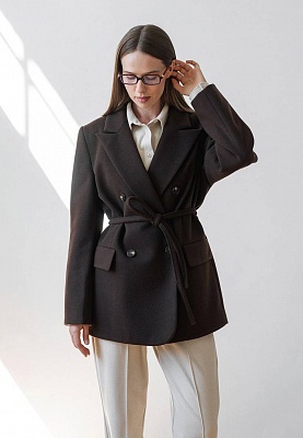 Chocolate cashmere short jacket-coat 253-01-004, фото 1 