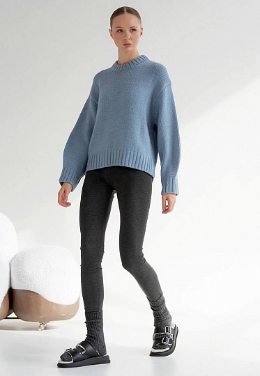 Knitted dark-cyan sweater 243-22-698-4, фото 1 