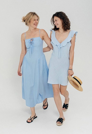 Cyan linen sun-dress 252-06-014-1, фото 2 
