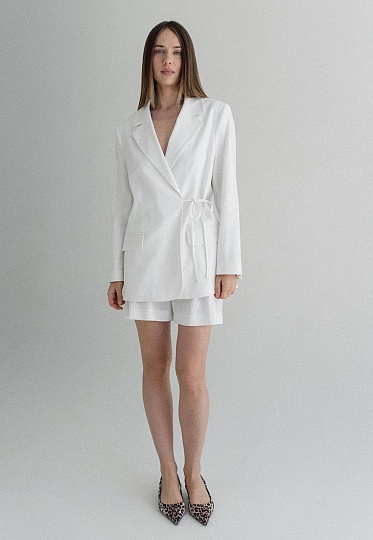 White linen tie jacket 252-03-003, фото 1 