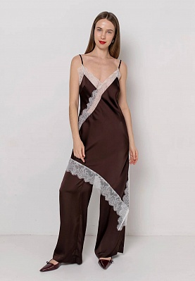 White-lace mini dress in chocolate color 254F-06-012-1, фото 2 